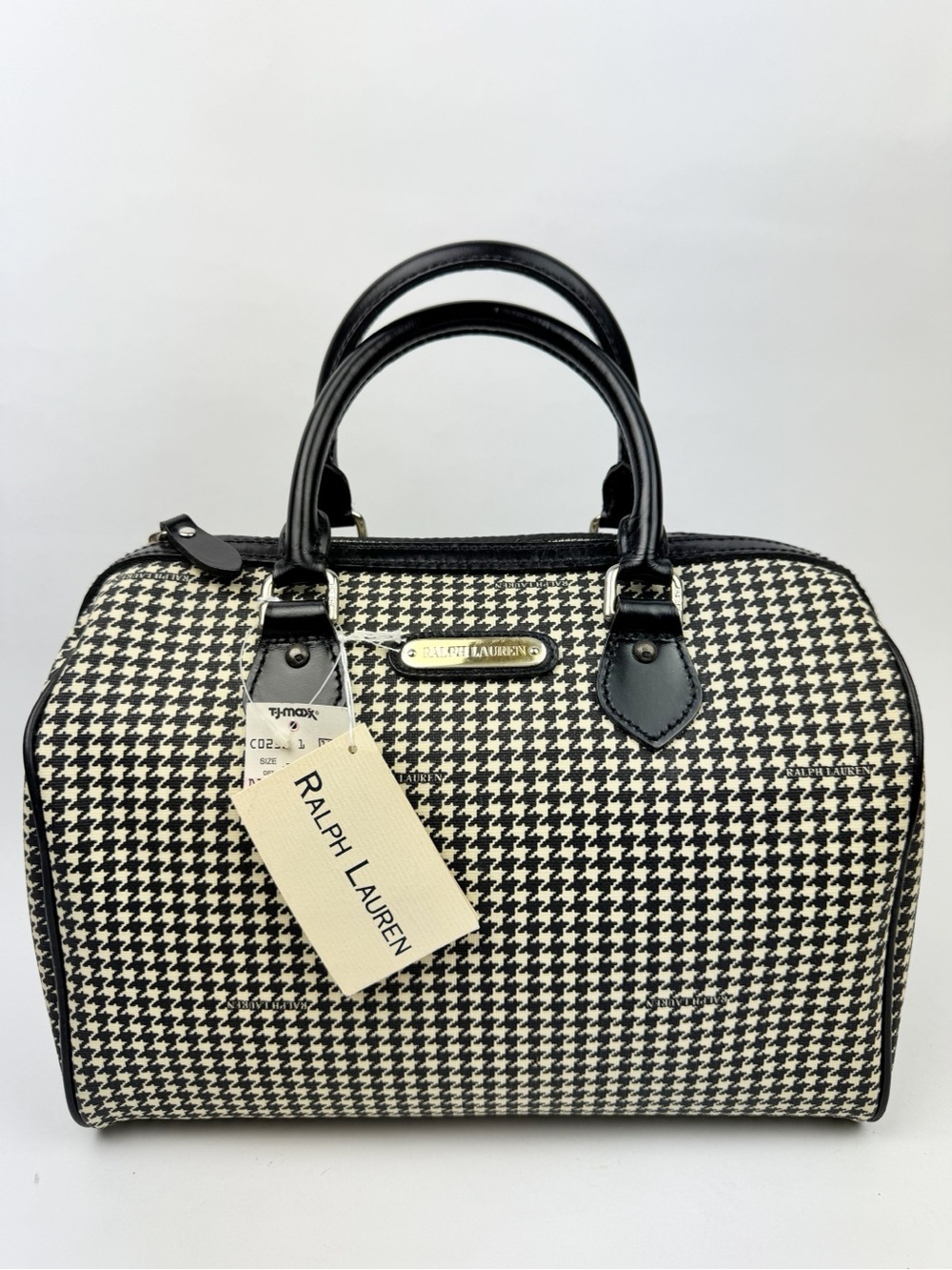 Ralph Lauren NWT Black Check Houndstooth Satchel NOS